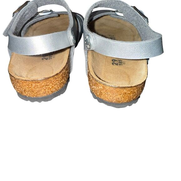 Birkenstock Sandals Youth 29 Girls Rio Buckle Strappy Slingback Silver 11 - 11.5 - Picture 4 of 5